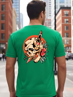 Greylongg - Green Graphic Round Neck T-Shirt