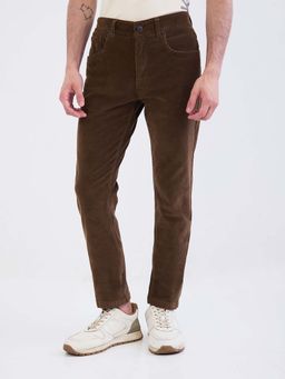Spykar - Brown Textured Mid Waist Trouser