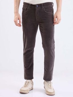 Spykar - Grey Textured Mid Waist Trouser