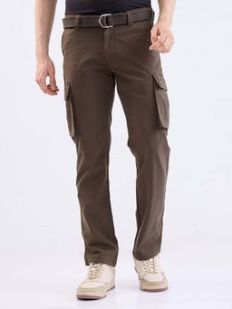 Spykar - Brown Solid Mid Waist Trouser