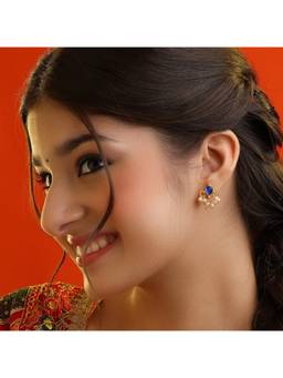 Ruby Raang Studio - Neela Drop Blue Teardrop Pearl Cluster Earrings