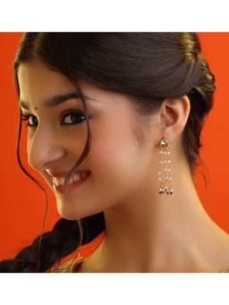 Ruby Raang Studio - Jhalar Pearl Chain Drop Earrings