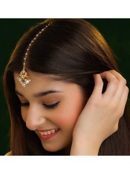 Ruby Raang Studio - Payal Kundan Pearl Maang Tikka
