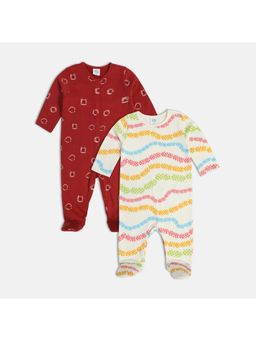 MINI KLUB - Girls Red Printed Sleepsuit (Pack of 2)