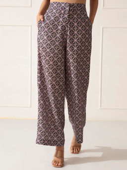 Twenty Dresses by Nykaa Fashion - Mauve Multicolor Geometric Flared Pants