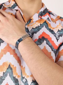 KIORAH - Men 925 Sterling Silver Flexi White Stone Bracelet