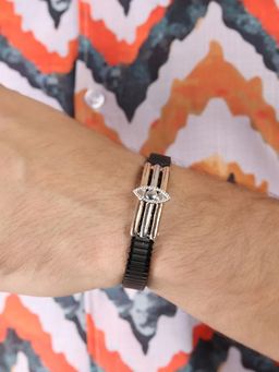 KIORAH - Men 925 Sterling Silver Rose Gold Plated Shivji Third Eye Bracelet