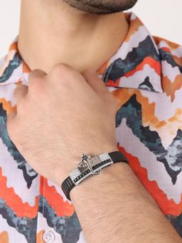 KIORAH - Men 925 Sterling Silver White Stone Ganesha Bracelet