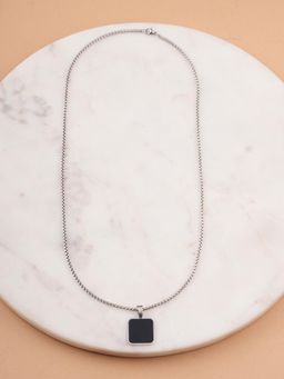 Palmonas - Men Black Aegis Bold Square Pendant Necklace