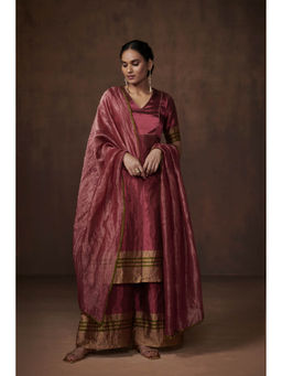 Dressfolk - Deep Pink & Gold Tissue Kurta Subtle Charm (Set of 3)