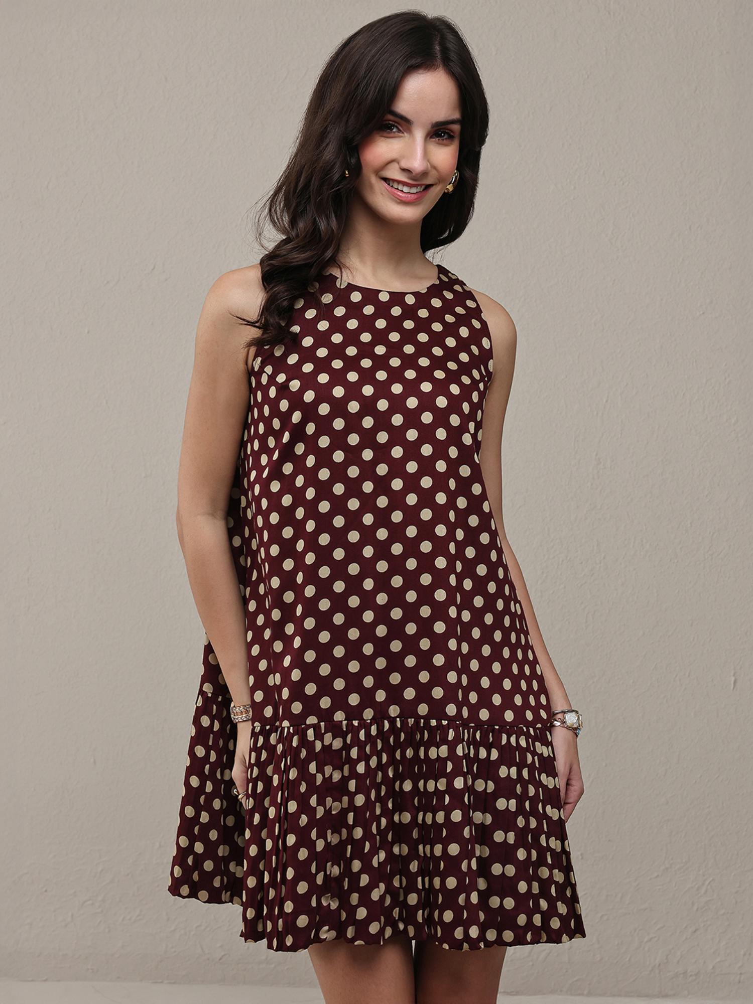 libas Women Brown Polka Dot Printed Dress-picture-29