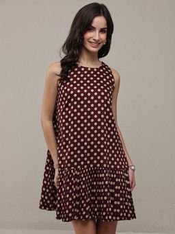 Libas - Women Brown Polka Dot Printed Dress
