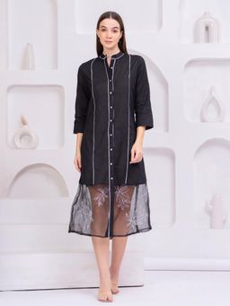 Zolo Label - Women Black Floral Embroidered Dress