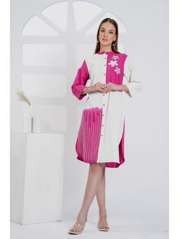 Zolo Label - Women Pink Colorblock Embroidered Dress