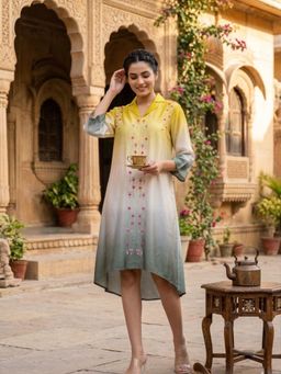Zolo Label - Women Multi-Color Ombre Embroidered Dress