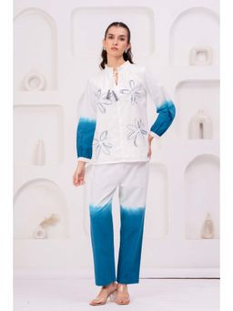 Zolo Label - Women Blue Embroidered Thread Work Co-Ord Set