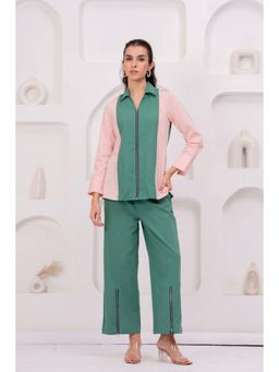 Zolo Label - Women Green Colorblock Printed Co-Ord Set