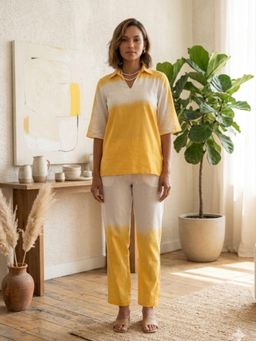 Zolo Label - Women Yellow Tie-Dye Embroidered Co-Ord Set