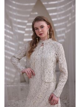 Edition II - Ivory Hand-Beaded Lace Shrug