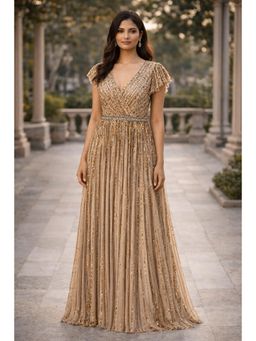 Edition II - Copper Sequin Gown with Tiered Sleeves