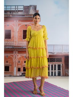 Baise Gaba - Yellow Midi Dress for Women