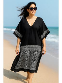 Diiwataa - Handblocked Black Kaftan Dress