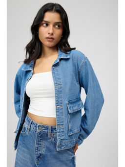 FREAKINS - Steel Blue Cargo Shacket