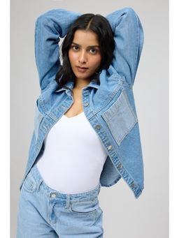 FREAKINS - Blue Dual Tone Denim Shacket
