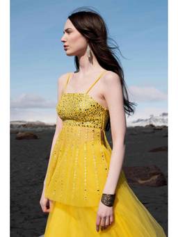 dash and dot - Women Yellow Mirror Top