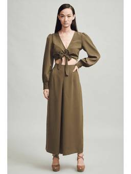 dash and dot - Women Brown Military Top