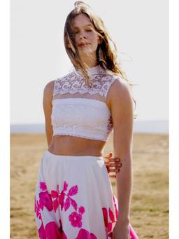 dash and dot - Women White Lace Top