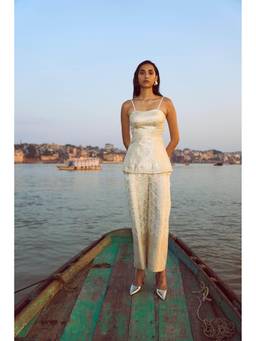 dash and dot - Ivory Brocade Corset Top