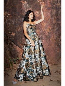 dash and dot - Multi-Color Brocade Gown