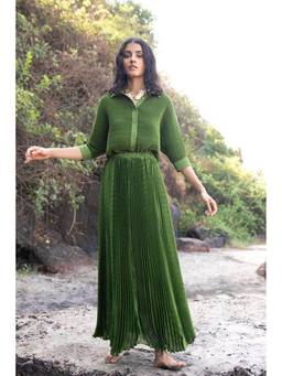 dash and dot - Green Pleated Skirt