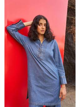 dash and dot - Women Indigo Washed Top