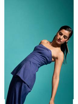 dash and dot - Women Navy Blue Pinstripe Top