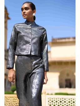 dash and dot - Women Grey Metallic Top