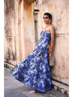 dash and dot - Blue Brocade Gown