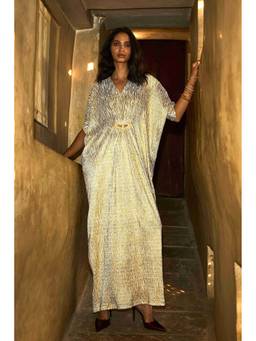 dash and dot - Gold Foil Draped Kaftan