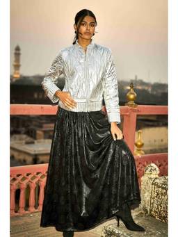 dash and dot - Black Cutwork Fit and Flare Skirt