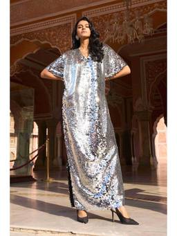 dash and dot - Silver Paillette Kaftan Dress