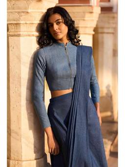 dash and dot - Indigo Denim Zip Top