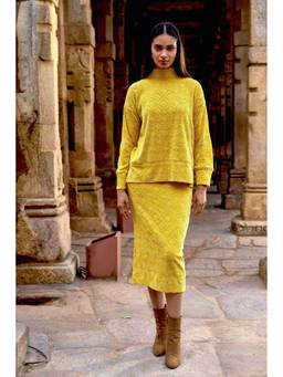 dash and dot - Yellow Knitted Lace Boxy Top