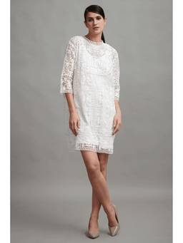 dash and dot - White Boxy Lace Dress