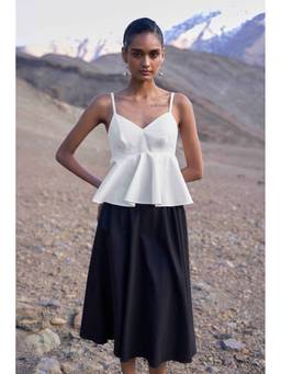 dash and dot - White Flared Peplum Top