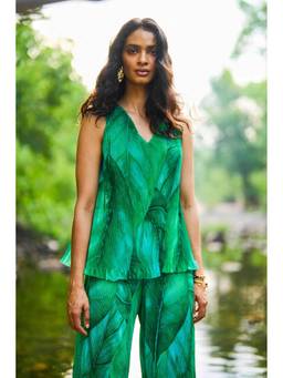 dash and dot - Women Green Print Top