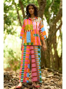 dash and dot - Multi-Color Irregular Stripe Pants