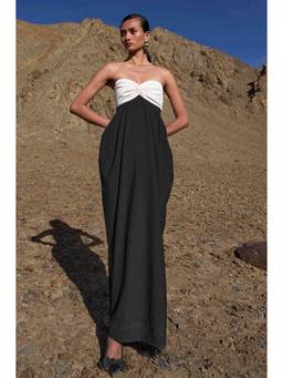 dash and dot - Multi-Color B/W Blocked Drape Gown