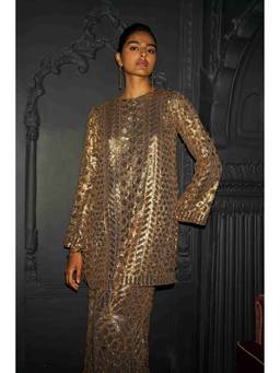 dash and dot - Gold Gold Sequin Embroidered Top