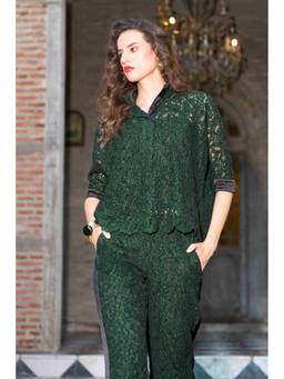 dash and dot - Women Green Scalloped Top